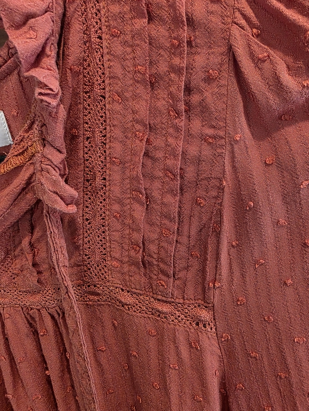 LOFT Women's Rust Ruffled Peasant Blouse - Picture 6 of 7